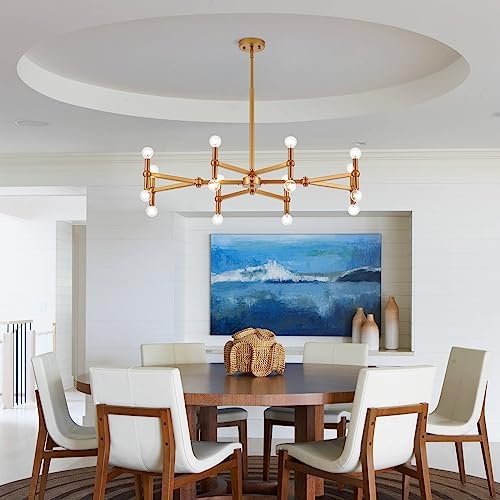 16 Lights Linear Brass Pendant Light, L 36”