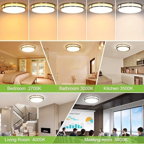 hykolity 16 inch Brushed Nickel LED Flush Mount Ceiling Light
