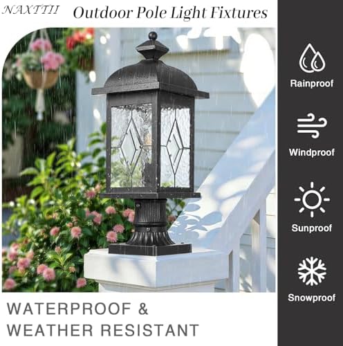 Black Aluminum Dusk to Dawn Outdoor Post Light