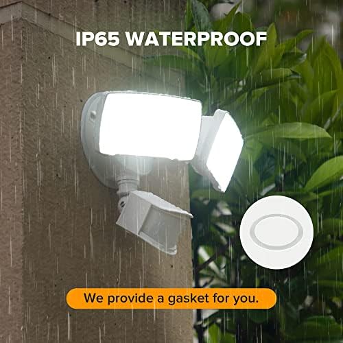 LUTEC 38W Motion-Activated Dual-Head Floodlight, White