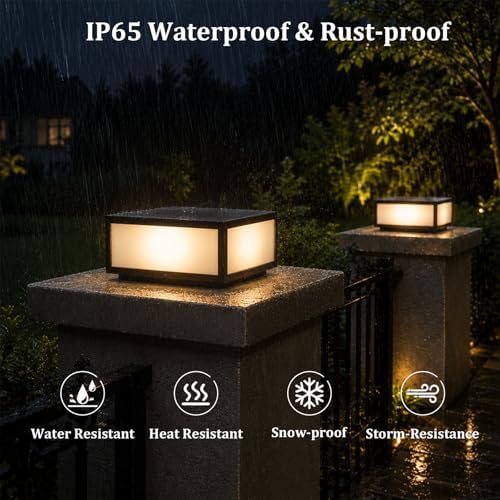 9.84 Inch Black Square Outdoor Column Post Light
