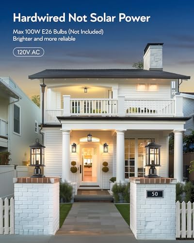 VIANIS Black 120V Hardwired Outdoor Post Light