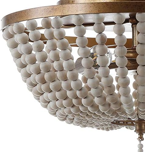 JONATHAN Y Allison 15" Wood Beaded Flush Mount