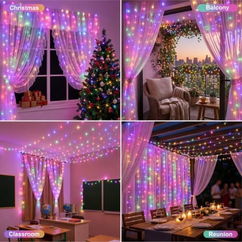 Fairy Curtain Light, 300LED 9.8x9.8ft, Remote & 8 Modes, USB