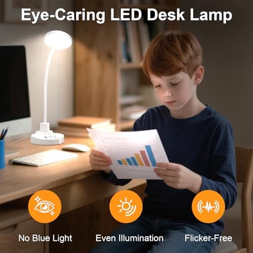 15W LED Desk Lamp with USB Charging Ports, 3 Color Temps