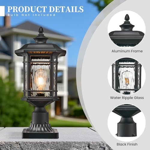 18.3" Outdoor Post Light with Water Ripple Glass