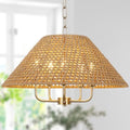 LamQee 22 Inch 5-Light Rattan Chandelier
