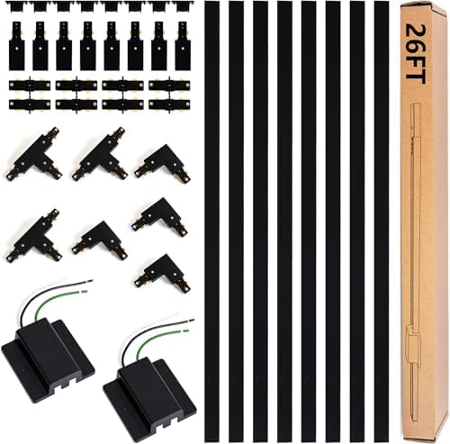 26FT H Track Lighting Rails Kit, Black