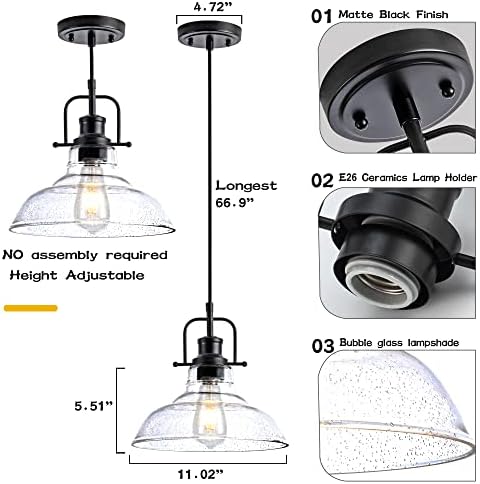Zlepmlla Black Glass Pendant Light