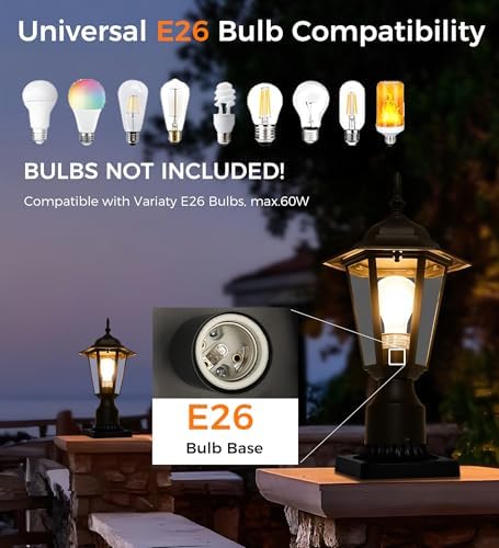 CLOUDY BAY Black Hardwired Outdoor Post Light