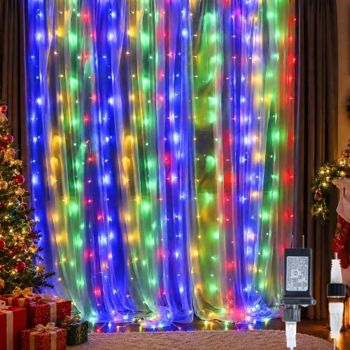 HEYFUNi 304 LED Fairy Curtain Lights, 9.8FT x 9.8FT