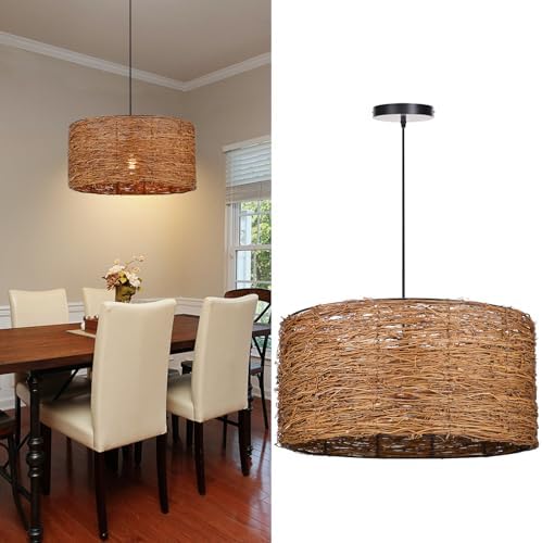 Arturesthome 1-Light Boho Rattan Pendant Light