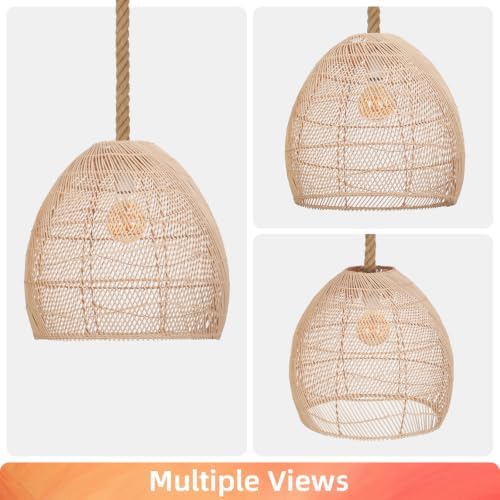 Arturesthome Natural Rattan Pendant Light for Kitchen Island, Woven