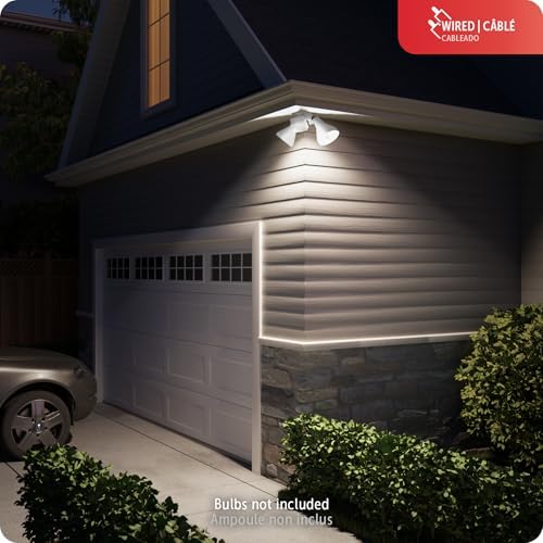 GLOBE 180-Degree 240 W Twin Head White Hardwired Motion Sensor