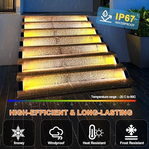 Outdoor Waterproof LED Solar Step Lights, 6 Pack