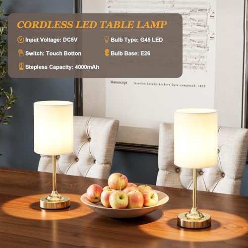 Rechargeable Table Lamp, Brass, 1 Pack