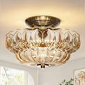 11" 3-Bulb Vintage Gold Semi Flush Mount Ceiling Light