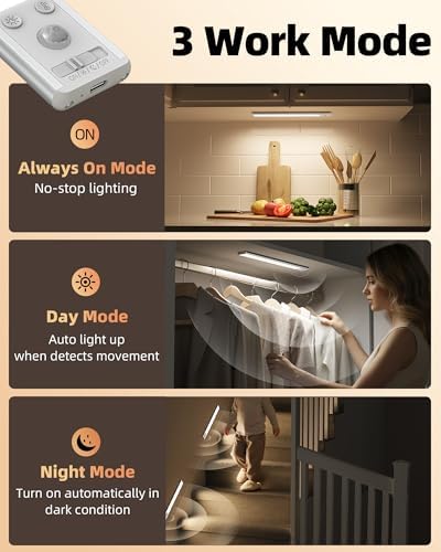 EZVALO Rechargeable Motion Sensor Under Cabinet Lights, 2 Pack