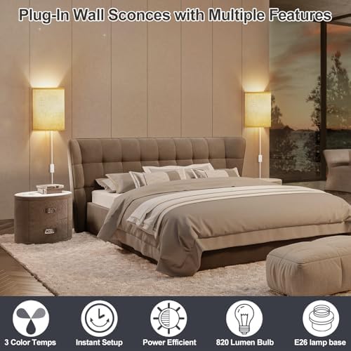 Yunaking Plug-in Wall Sconces Set of Two