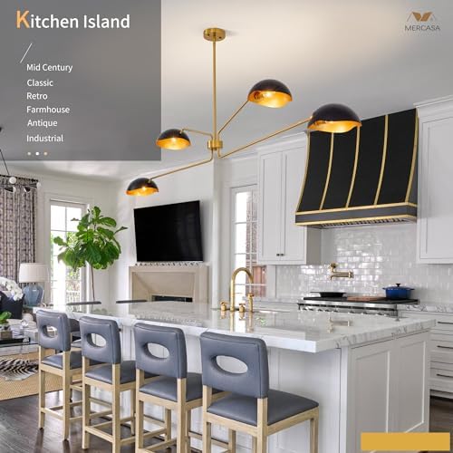 55" 4-Light Black and Gold Sputnik Chandelier