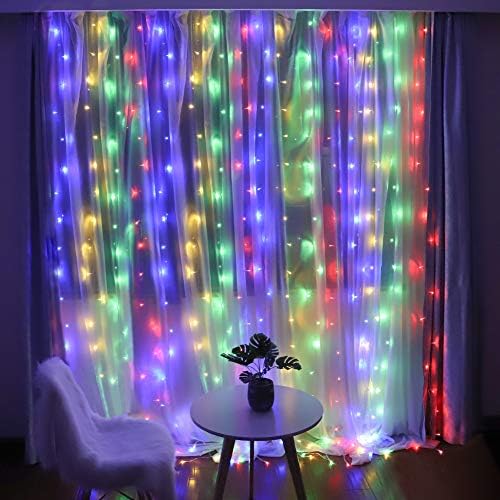 HEYFUNi 304 LED Fairy Curtain Lights, 9.8FT x 9.8FT