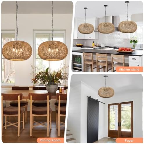 Arturesthome 3-Light Natural Rattan Pendant Light