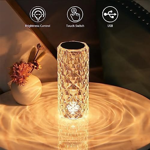 Portable Crystal Rechargeable Table Lamp, White