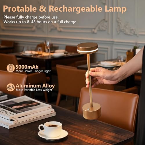 2 Pack 5000mAh Rechargeable Cordless Touch Table Lamps