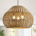 19.29” 3-Light Woven Rattan Pendant Light