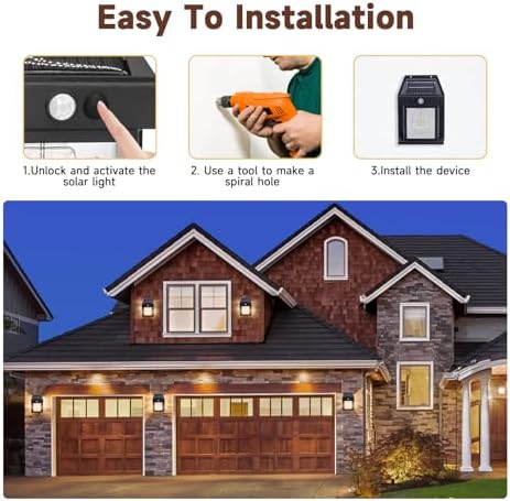 Black Solar Motion Sensor Wall Lights, 3 Modes