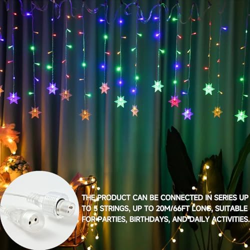 Snowflake Curtain Lights, 108 LED, 13FT