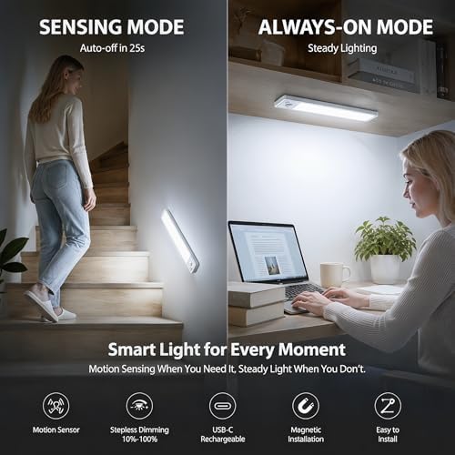 Rechargeable Under Cabinet Motion Sensor Lights, 5 Pack