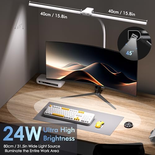 EYOCEAN 31.5" 24W Double-Head LED Desk Lamp