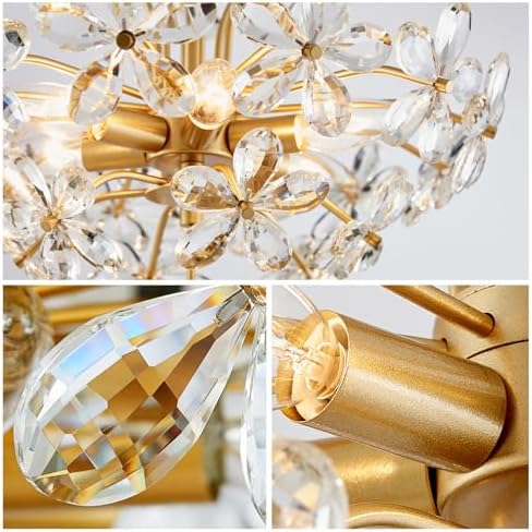 WUZUPS Crystal Chandelier Pendant Flushmount Ceiling Light Modern