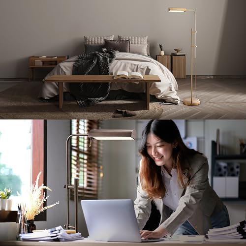 O'Bright Cedric Adjustable Pharmacy Floor Lamp, Antique Brass