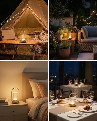 2 Pack Rechargeable Cordless Touch LED Table Lamps, Gold