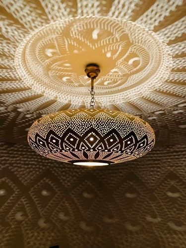 Moroccan Gold Brass Pendant Light, 17.70 Inch