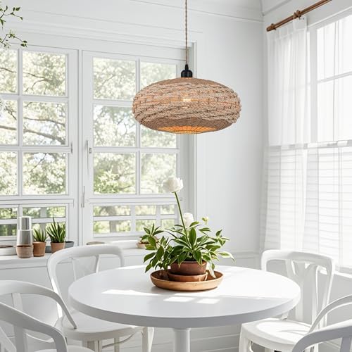 Handmade Rattan Oval Pendant Light, 16" Wide