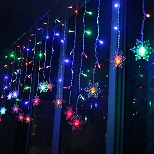 Snowflake LED Curtain Lights, 19Ft/6M, 96 LEDs