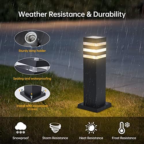 Hardwired Outdoor 15In Pathway Lights, Black