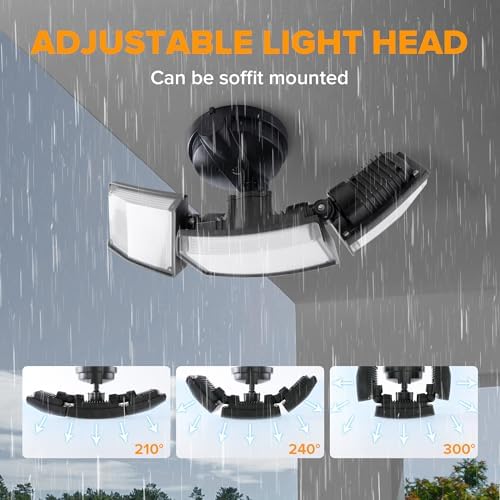 LUTEC 75W 8000 Lumen 3-Head Outdoor Flood Light