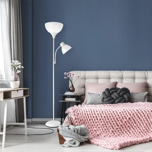 Globe Electric 67136 72" Torchiere Floor Lamp, Matte White