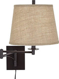 Brinly Burlap and Brown Plug-In Swing Arm Wall Lamp