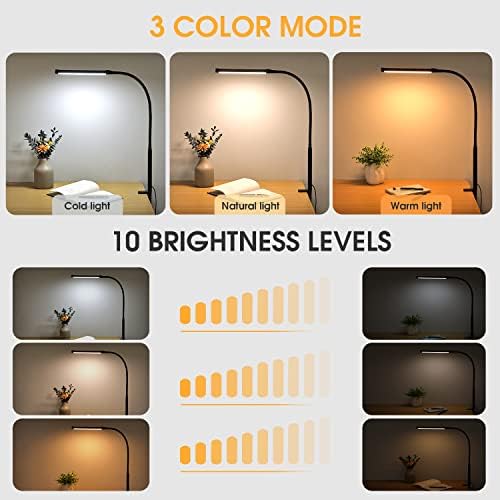 Voncerus Black LED Desk Lamp with Clamp