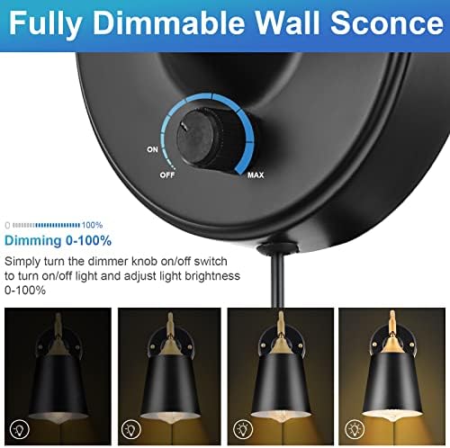 TRLIFE Dimmable Plug-In Wall Sconces, 2 Pack