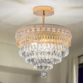 Modern Crystal Flush Mount Chandelier, 4-Layer K9 Crystal