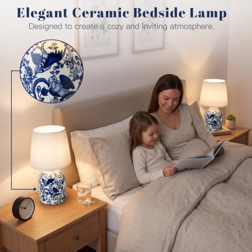 ShineTech Set of 2 Blue Ceramic Table Lamps