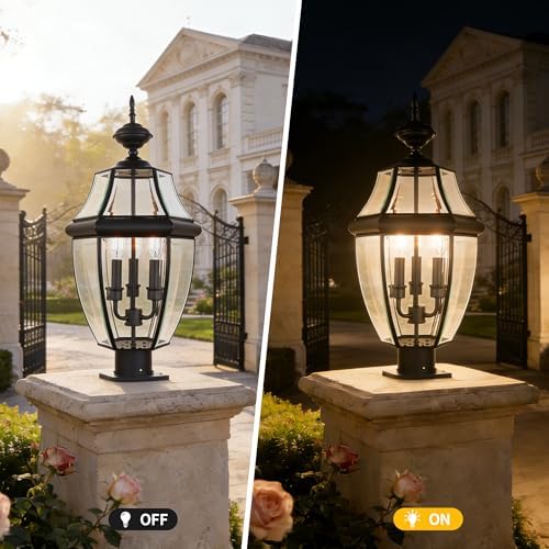 Kalium 3-Light Matte Black Outdoor Post Light