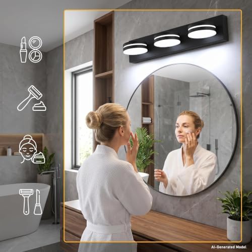 24inch Matte Black 3-Light LED Vanity Light