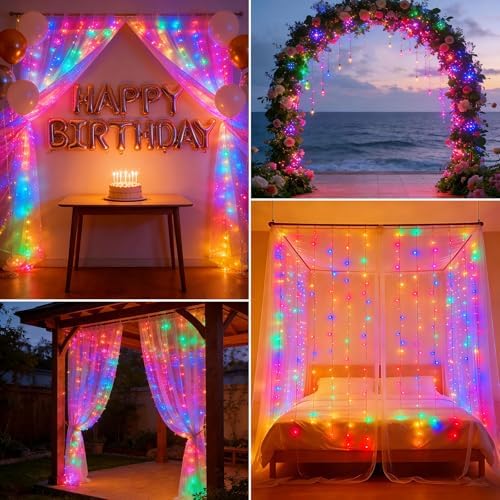 300LED Fairy Curtain Lights, 9.8ft x 9.8ft